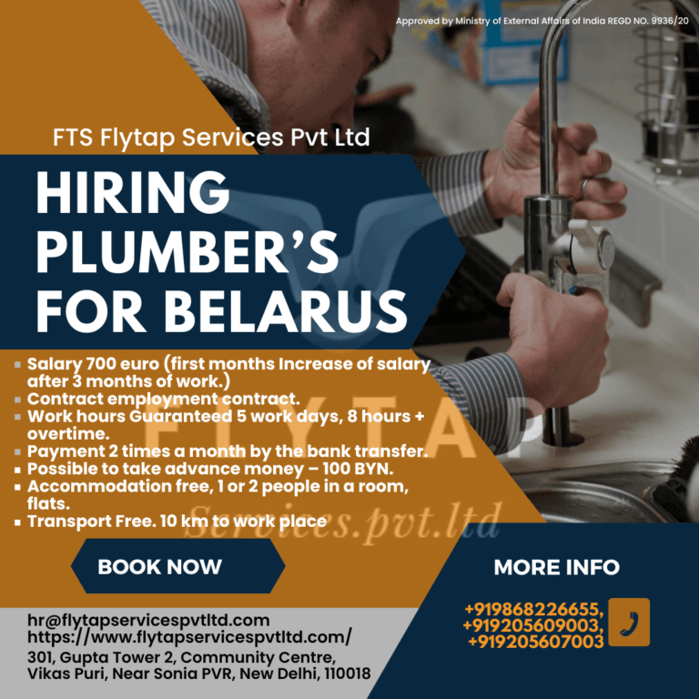 Plumber Jobs in Belarus – High Salary, Free Accommodation & Benefits