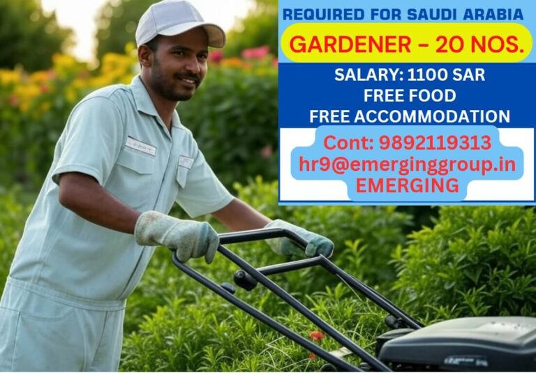Gardener Jobs in Saudi Arabia – 20 Vacancies | Free Food & Stay