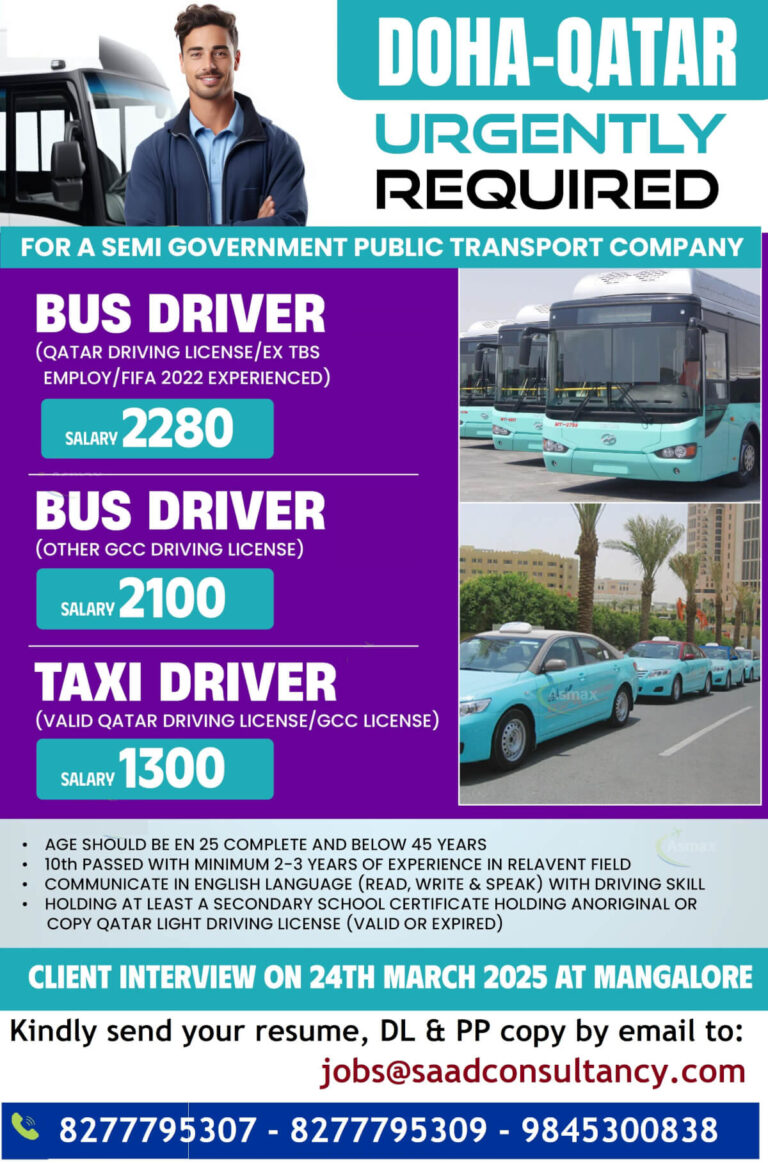 Urgent Hiring: Bus & Taxi Drivers for Qatar – Apply Now