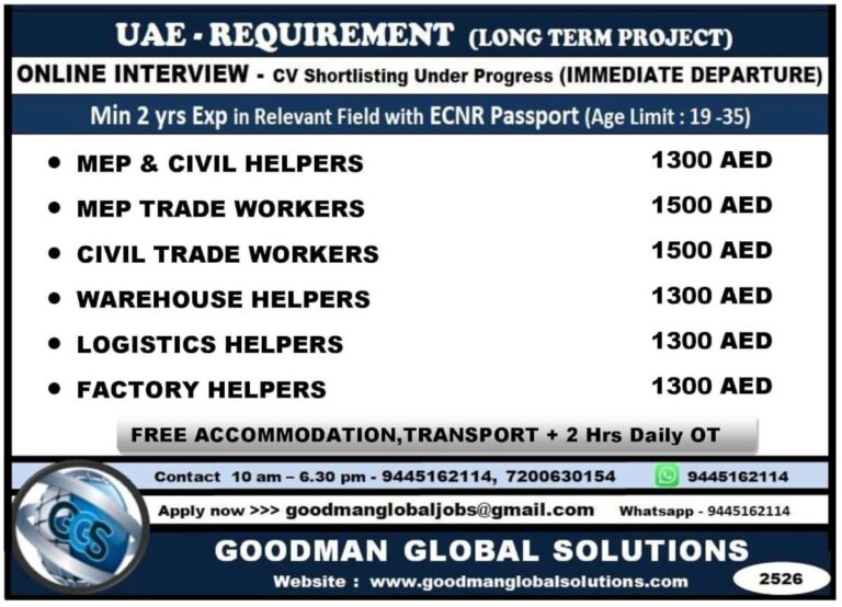 UAE Long-Term Jobs | MEP, Civil & Logistics Hiring Now!