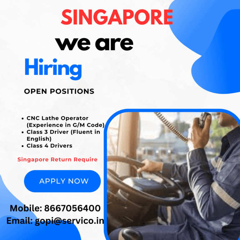 Job Opportunities in Singapore: CNC Operators and Drivers Needed