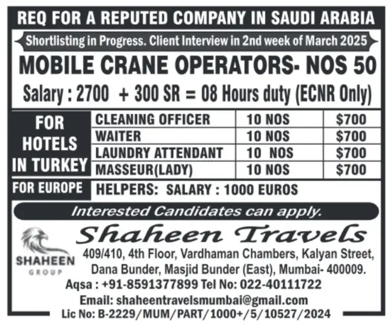 High-Paying Jobs in Saudi Arabia, Turkey & Europe – Apply Now!