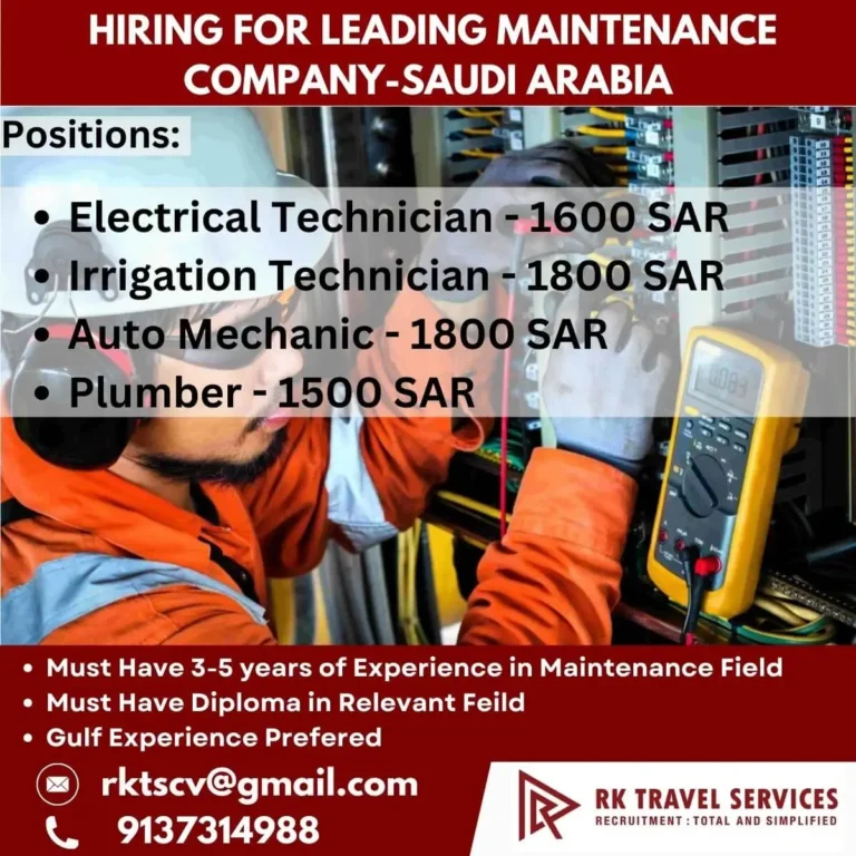 Saudi Arabia Maintenance Jobs – Apply for Top Vacancies