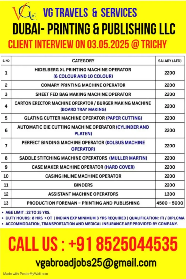 Dubai Printing Machine Operator Jobs – Apply Now!