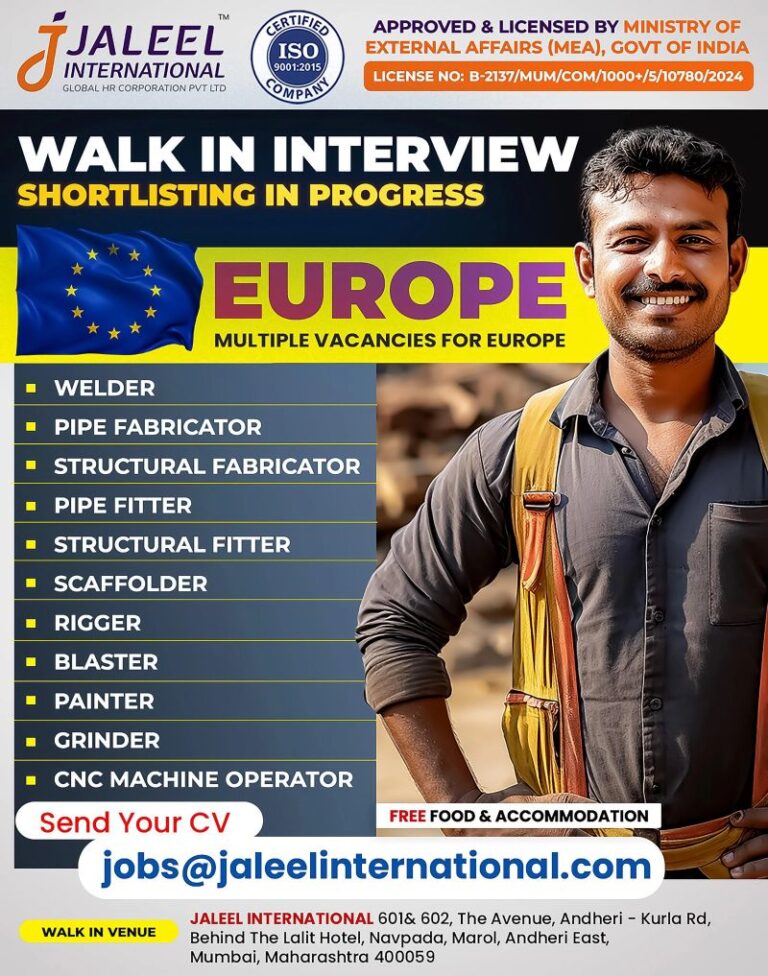 Europe Jobs 2025 Walk-In Interview at Jaleel International