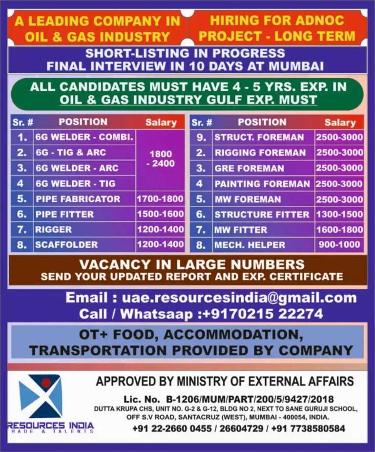 ADNOC Project Jobs Gulf Hiring – High-Paying Oil & Gas Vacancies