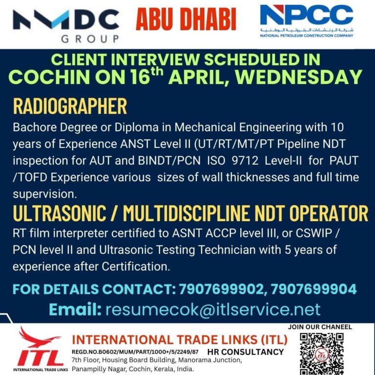 MMDC Abu Dhabi NPCC Group Hiring Radiographers & NDT Operators