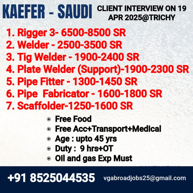 KAEFER – Saudi Job Interview on April 19, 2025, in Trichy