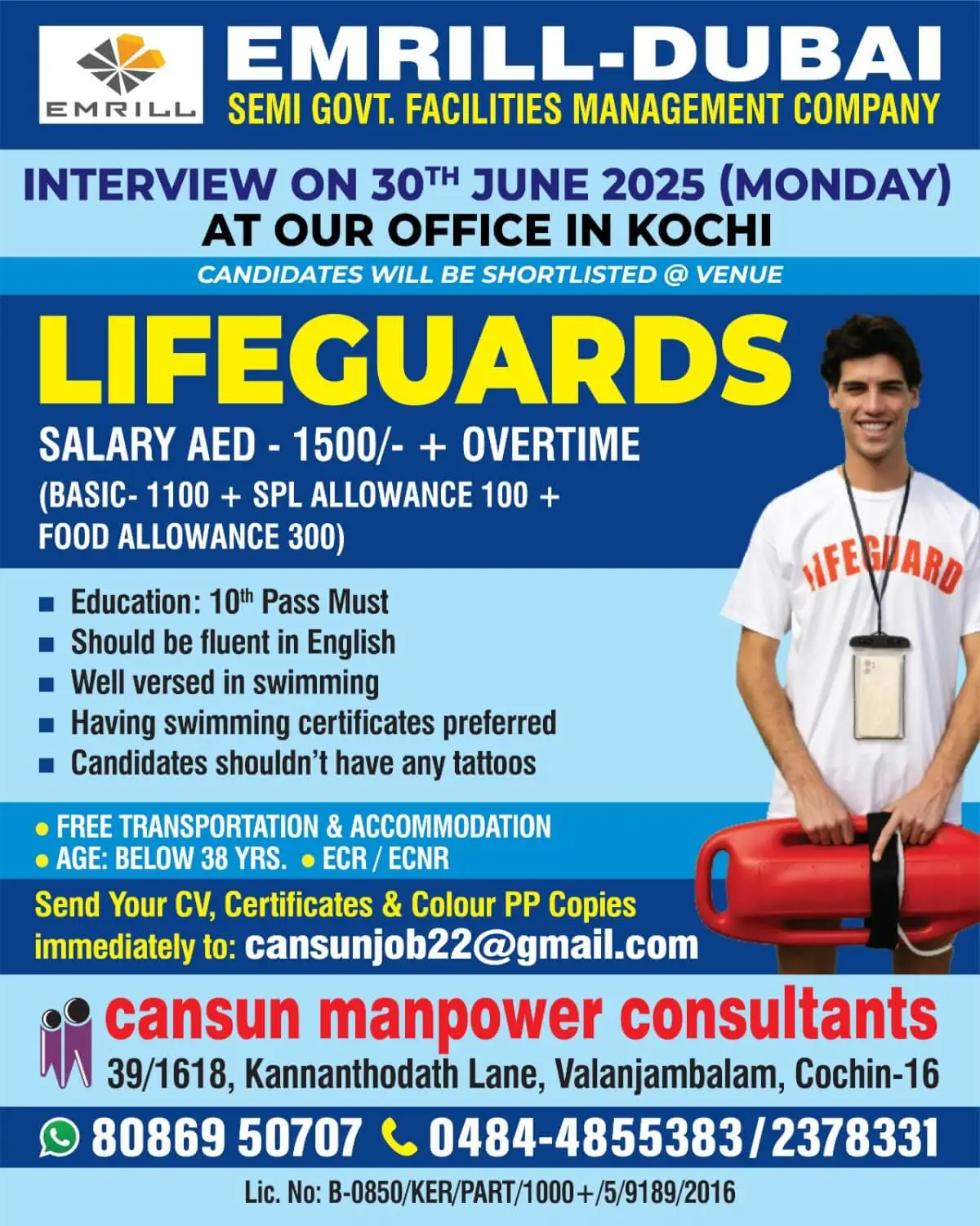 Lifeguard Jobs in Dubai 2025 – Walk-in Interview in Kochi on 30 June