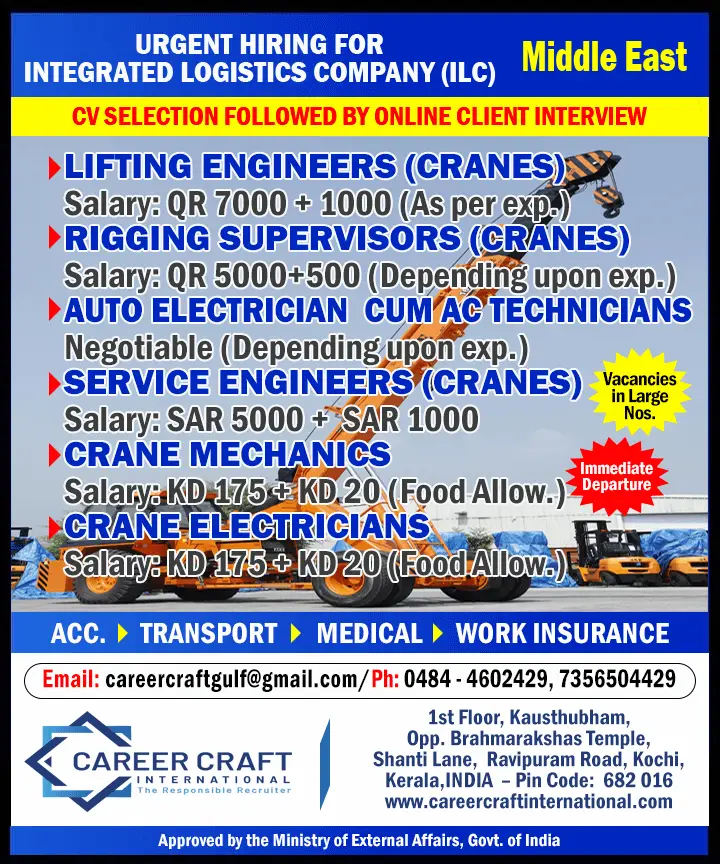 Urgent Hiring for Middle East – Integrated Logistics Company (ILC)