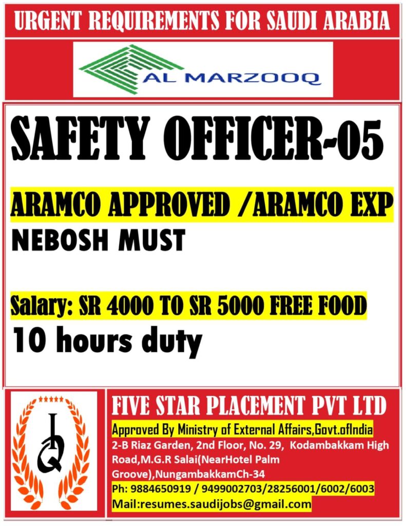 Urgent Saudi Arabia Safety Officer Jobs – Apply Now!