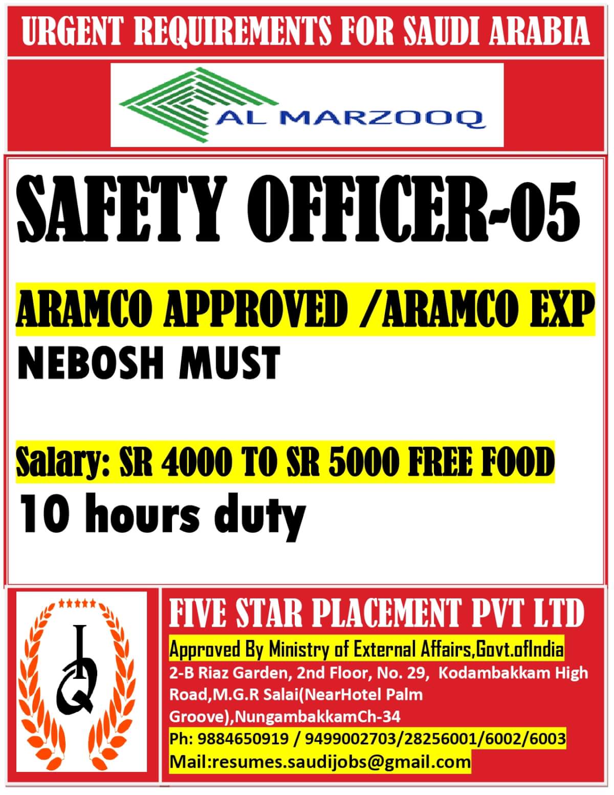 Urgent Saudi Arabia Safety Officer Jobs – Apply Now!