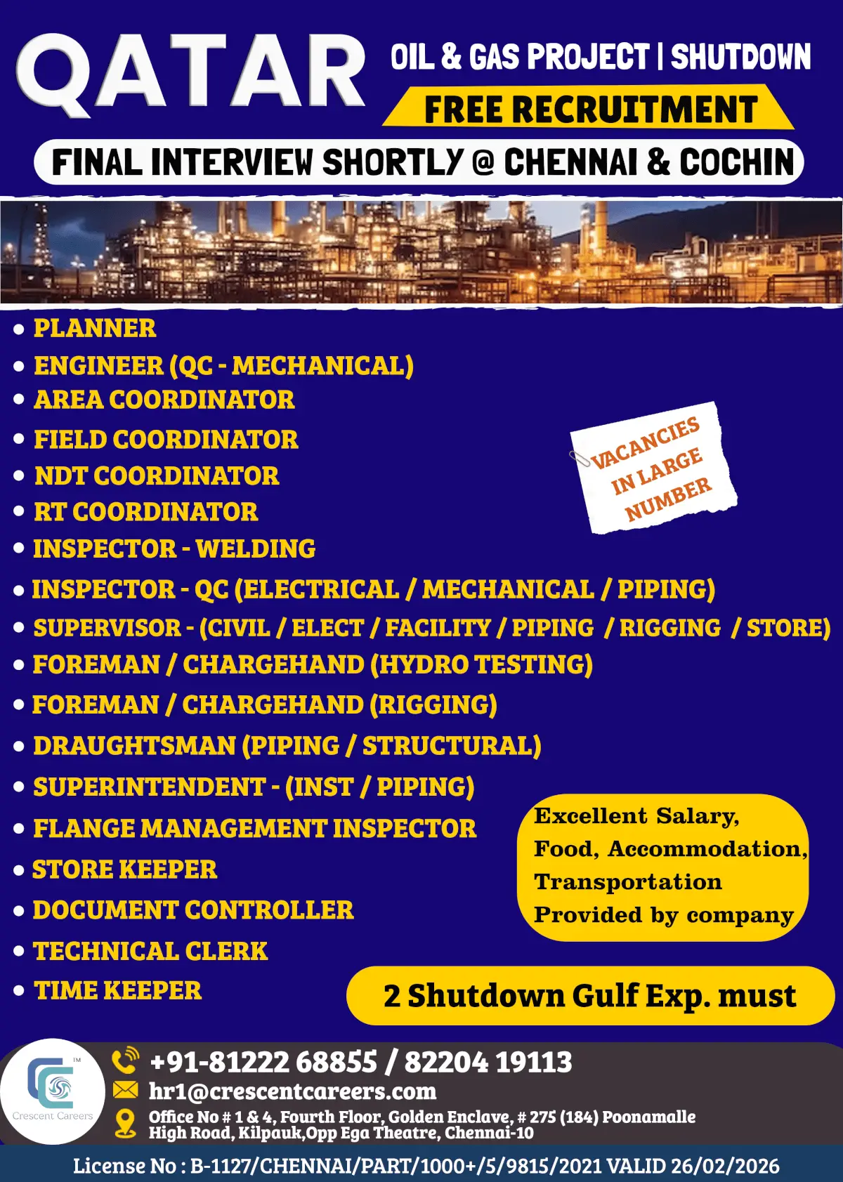 Qatar Shutdown Oil & Gas Jobs – Free Recruitment 2025