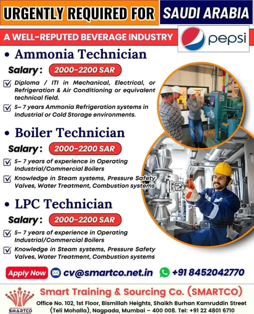 Saudi Arabia Technician Jobs – Hiring for Beverage Industry