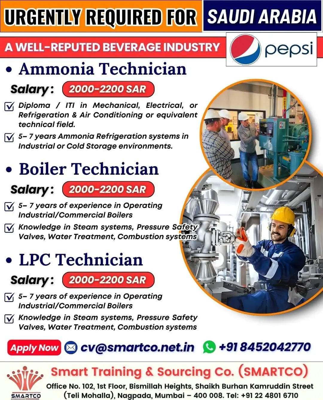 Saudi Arabia Technician Jobs – Hiring for Beverage Industry