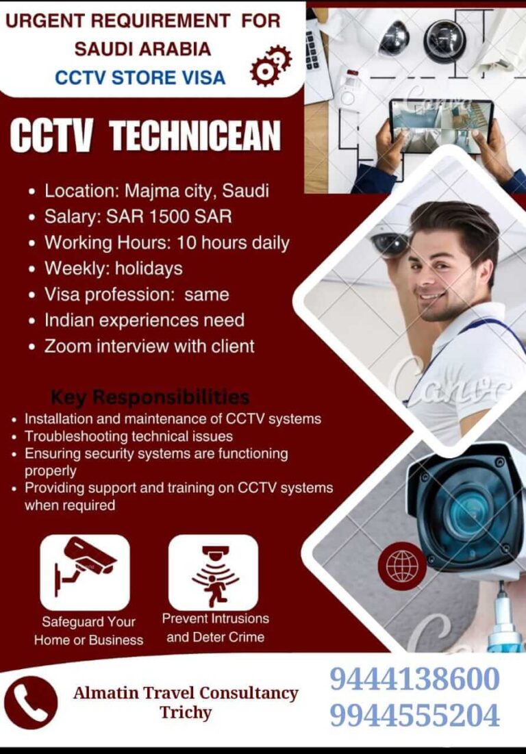 Urgent CCTV Technician Jobs in Saudi Arabia – Apply Now