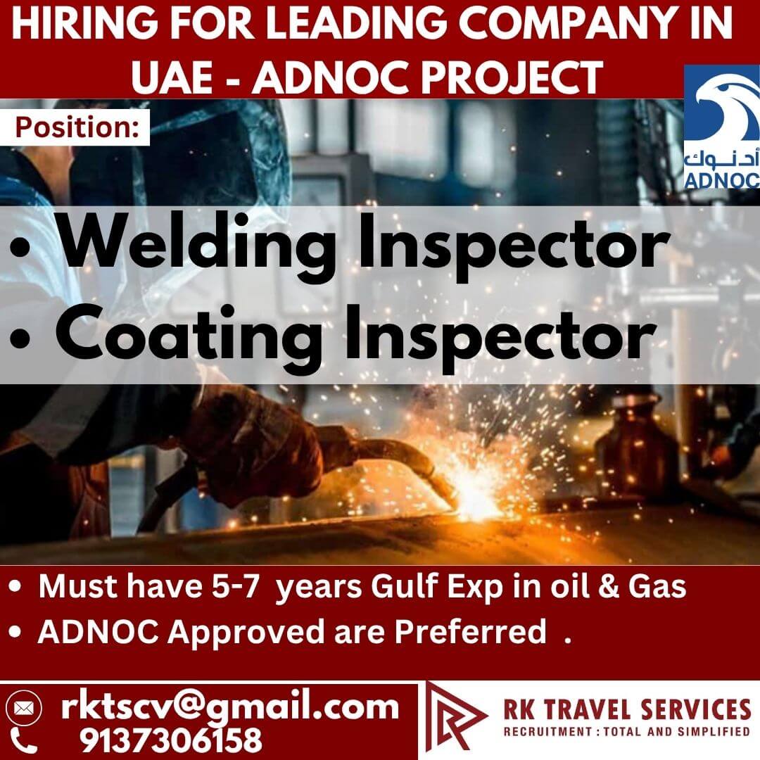 UAE ADNOC Welding Coating Jobs – Immediate Hiring