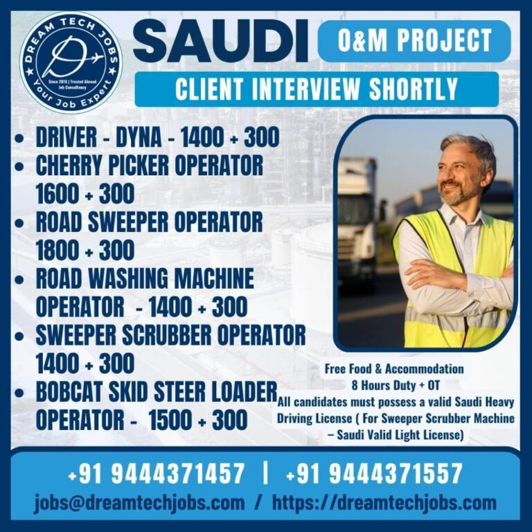 Saudi O&M Project Job Vacancies – Client Interview Shortly