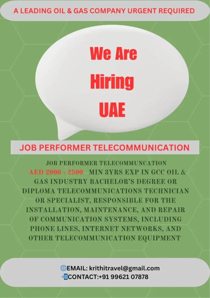 UAE Telecommunication Job Vacancy 2025 – Oil & Gas Sector