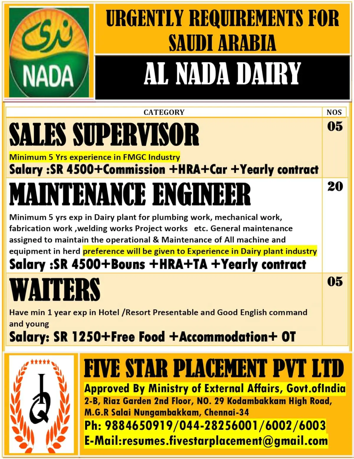Saudi Al Nada Dairy Jobs 2025 – Apply Now!