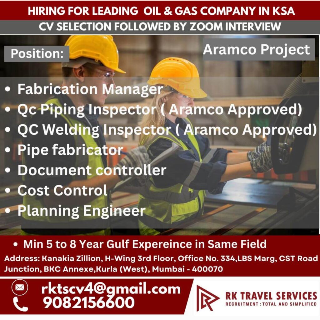 Oil & Gas Jobs in KSA – Aramco Project Recruitment 2025