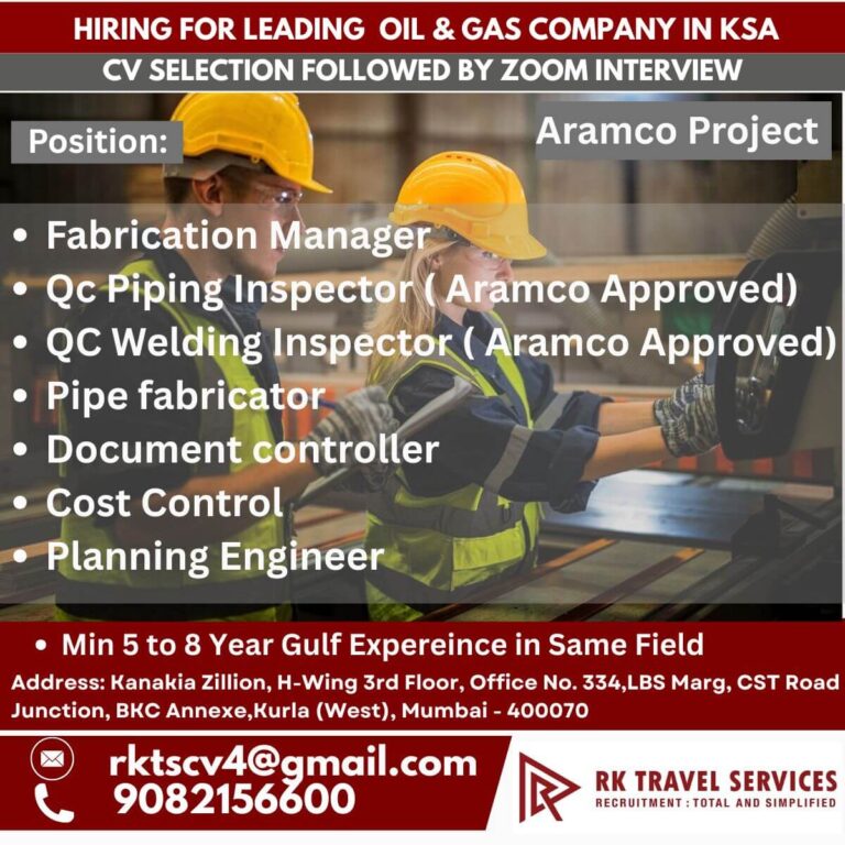 Oil & Gas Jobs in KSA – Aramco Project Recruitment 2025