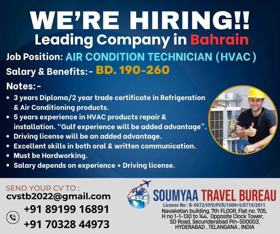 Air Condition Technician Jobs in Bahrain – Apply Now