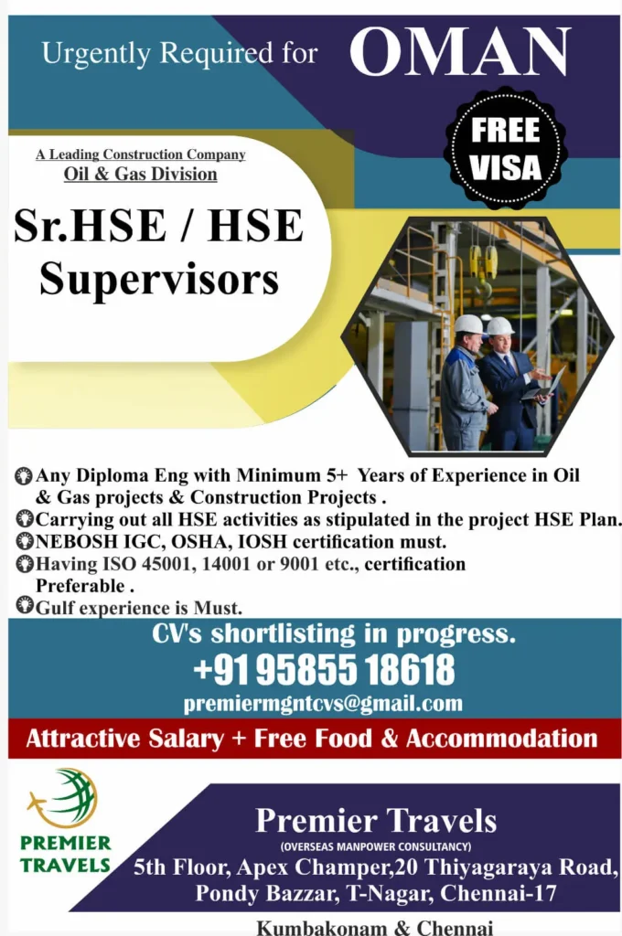 Urgent Recruitment for Oman – Oil & Gas Division
