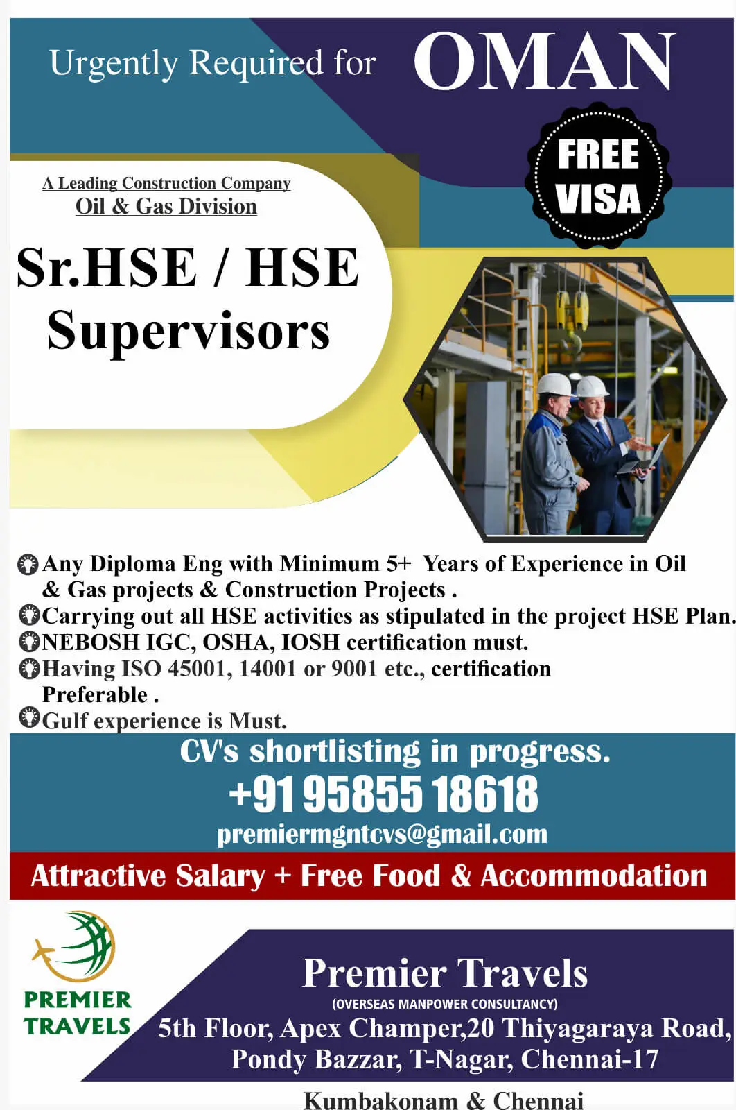 Urgent Recruitment for Oman – Oil & Gas Division