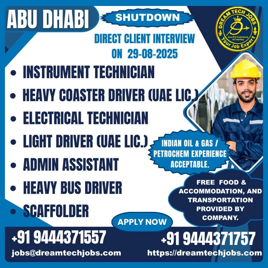 Urgent Hiring in Abu Dhabi Oil Sector