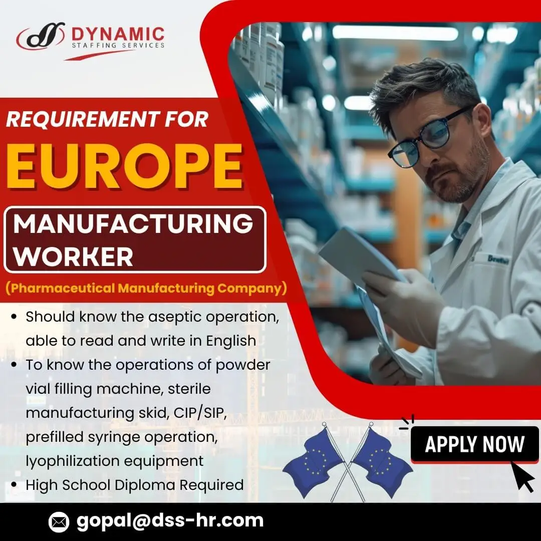 Europe Manufacturing Worker Jobs – Apply Now