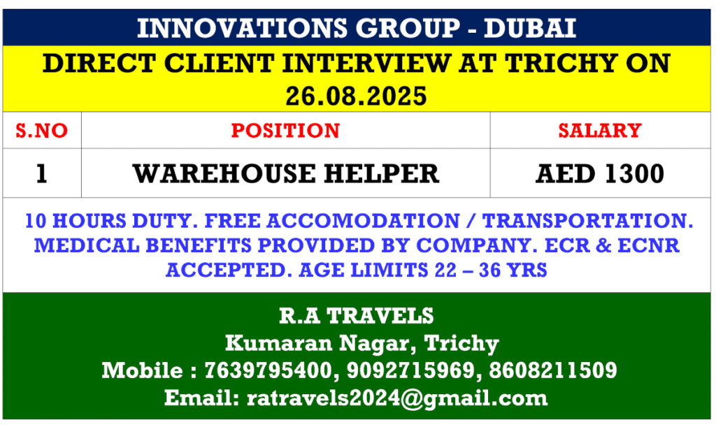 Warehouse Helper Job in Dubai Opportunity