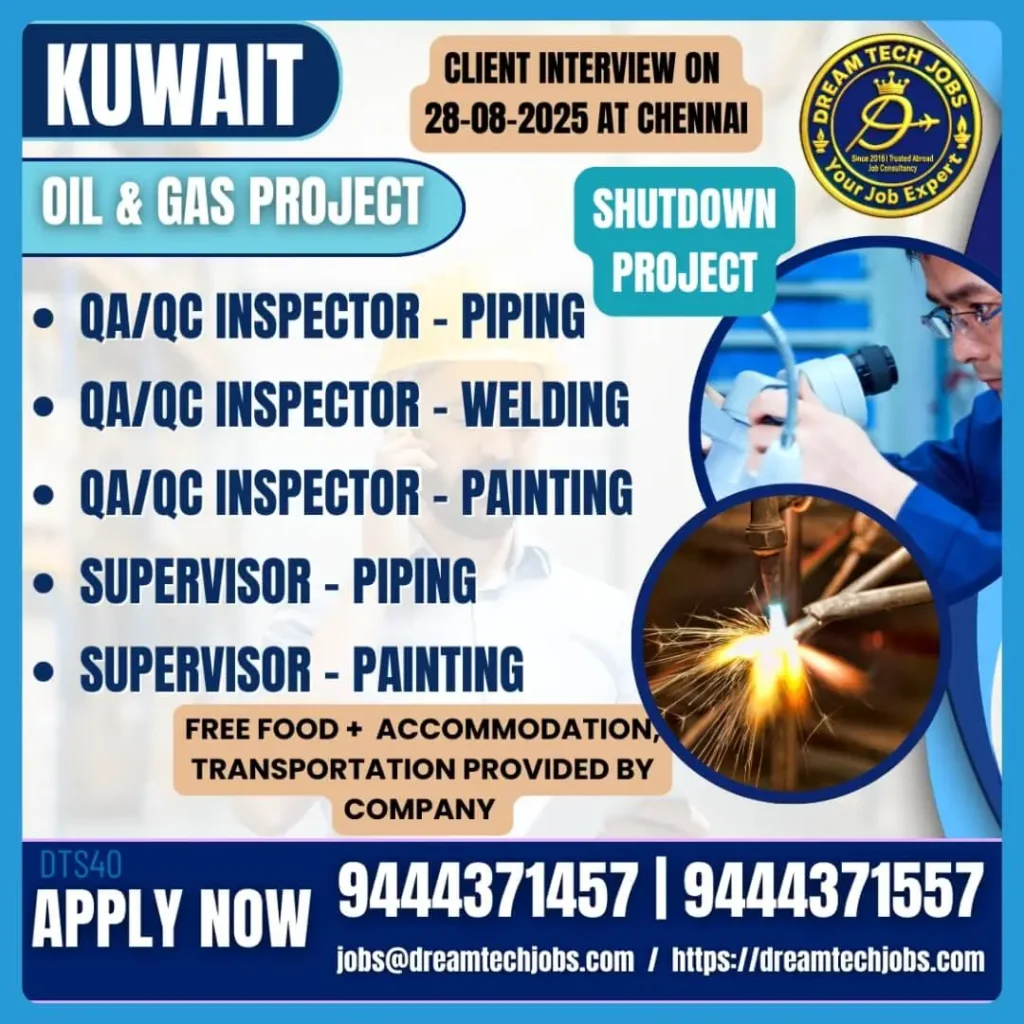 DreamTech Jobs Offers Kuwait Oil Project Positions