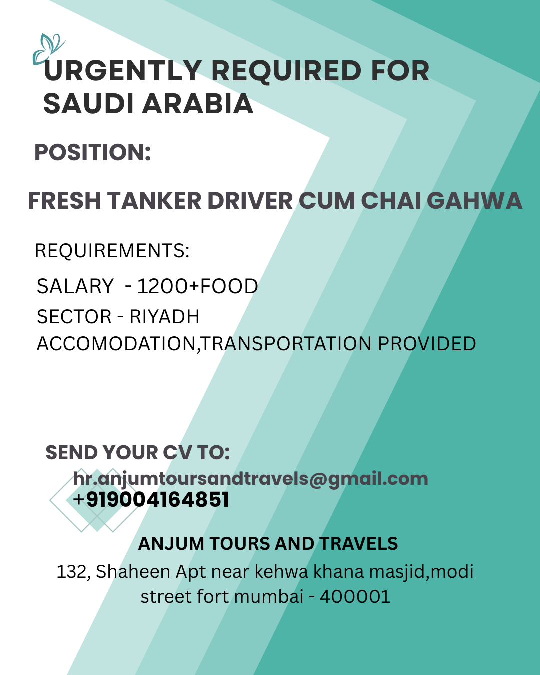 Fresh Tanker Driver Job in Riyadh