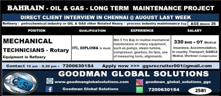 Mechanical Technician Jobs in Bahrain