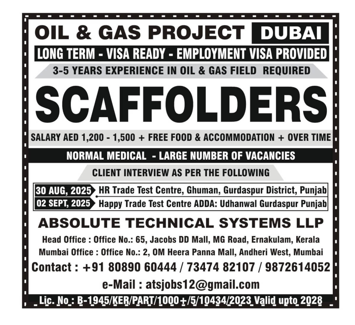 Scaffolder Jobs Dubai