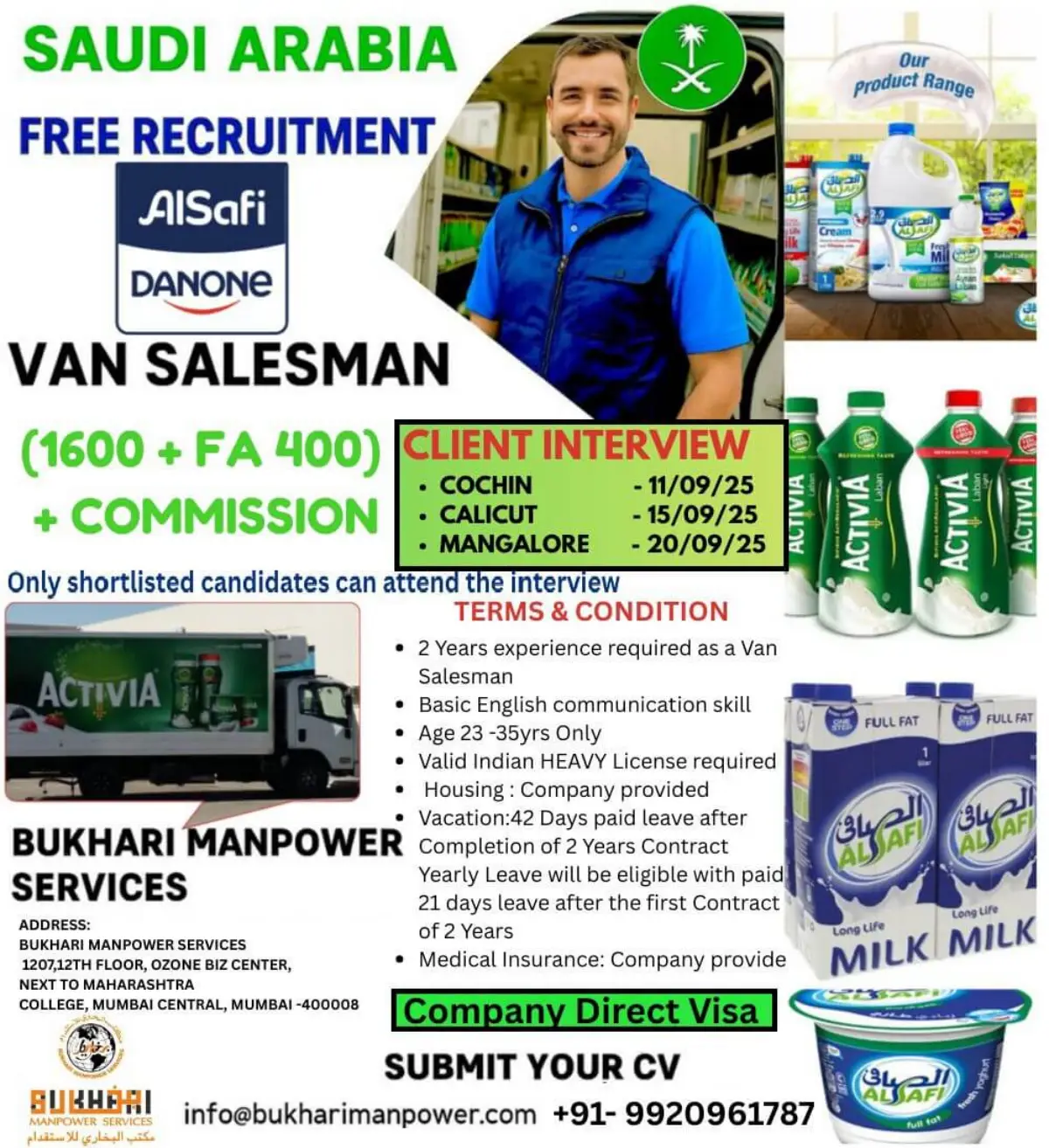 Saudi Arabia Van Salesman Jobs | Free Recruitment 2025