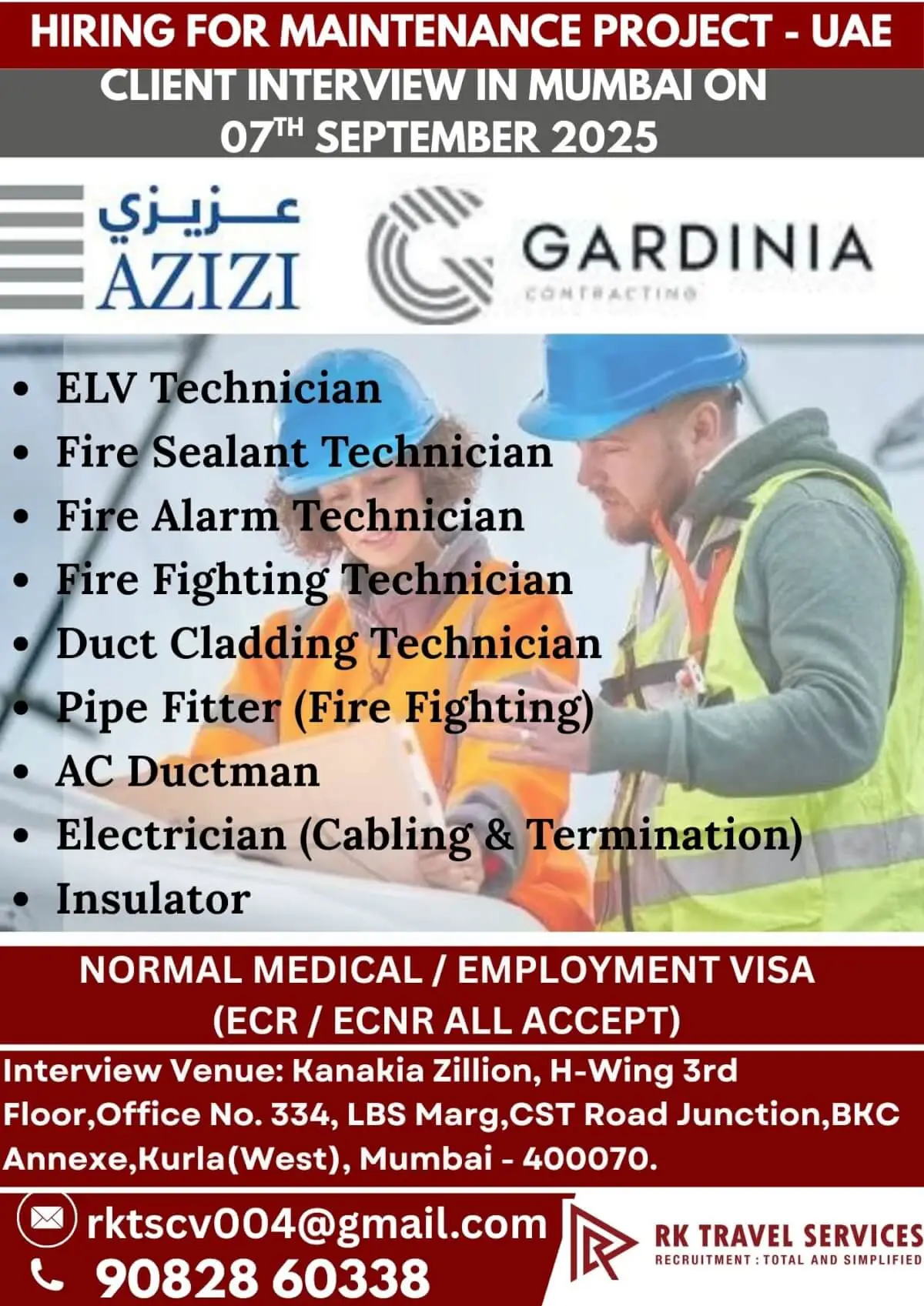 UAE Maintenance Project Jobs – Walk-in Interview in Mumbai