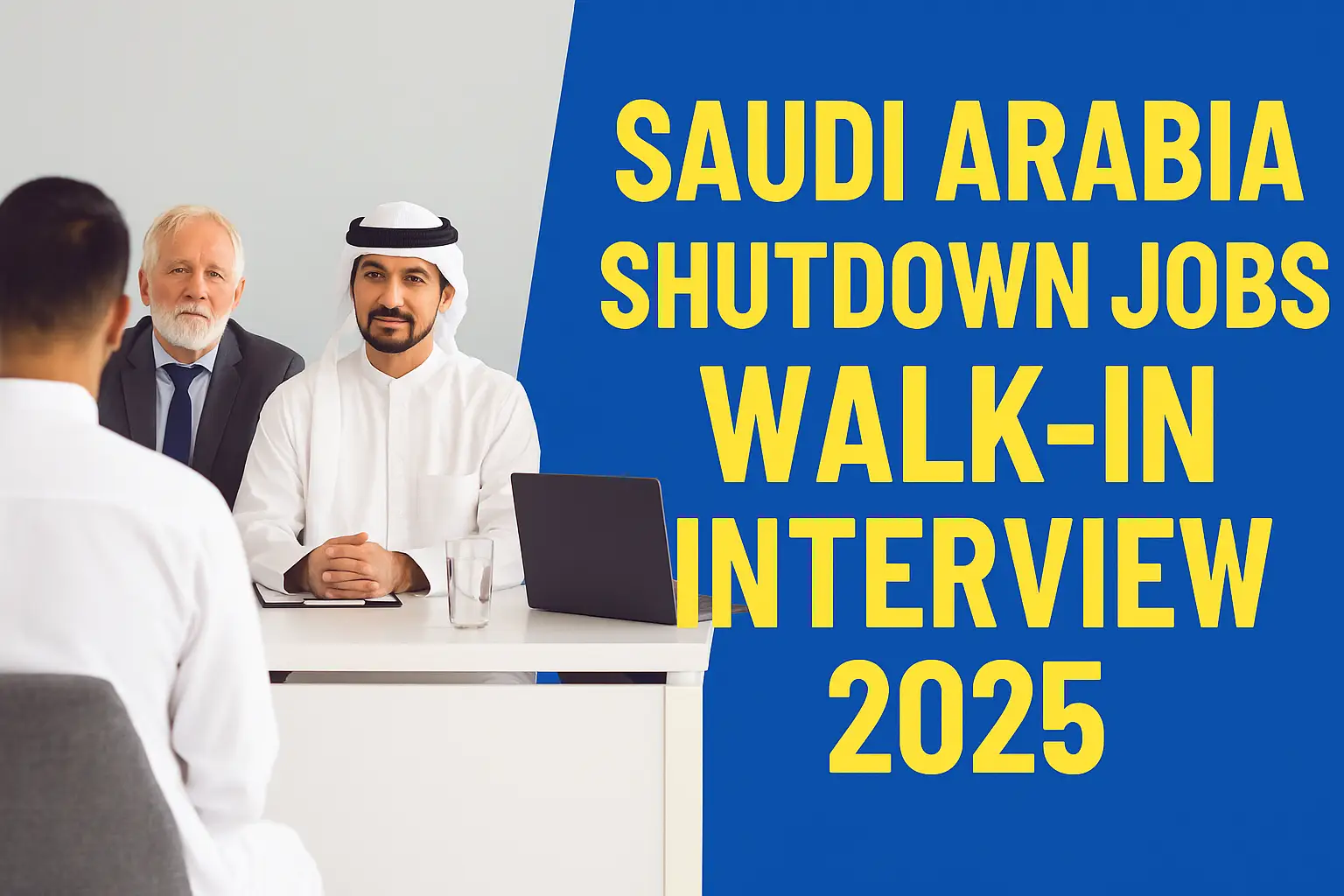 Candidates attending Saudi Arabia shutdown jobs walk-in interview 2025 with recruiters.