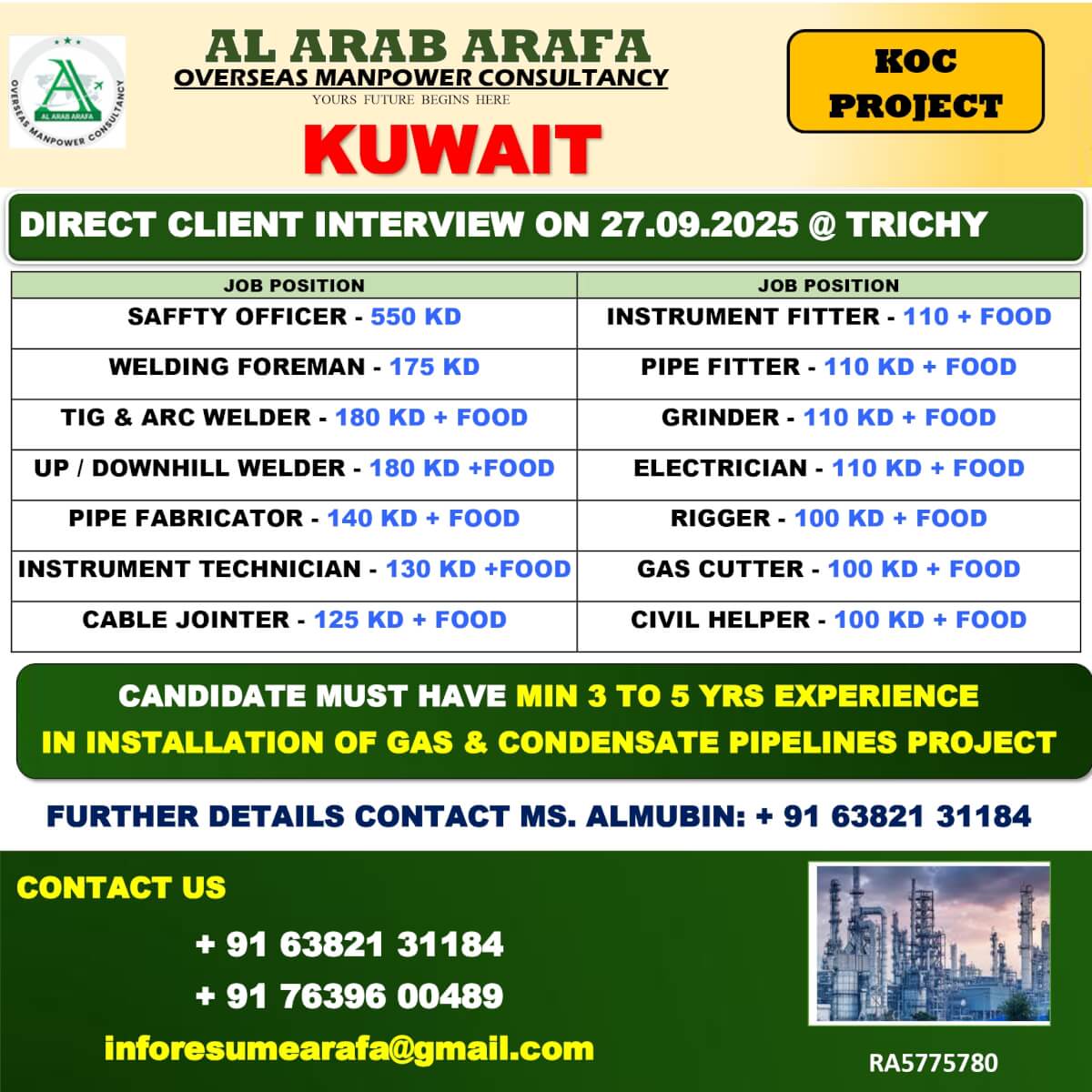 Kuwait Jobs 2025 – KOC Project Recruitment