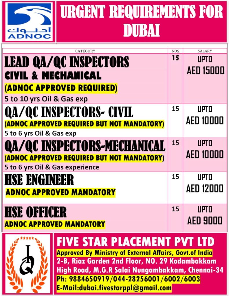 Urgent ADNOC Approved Job Vacancies in Dubai 2025 1 Urgent ADNOC Approved Job Vacancies in Dubai 2025