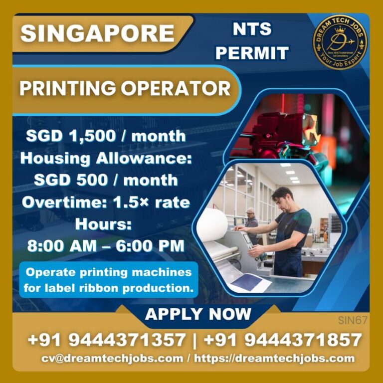 Printing Operator Jobs in Singapore – NTS Permit Opportunity