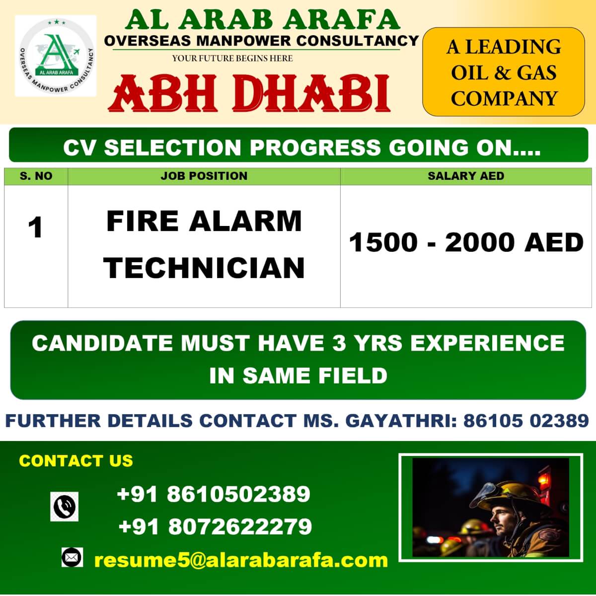 Fire Alarm Technician Job Abu Dhabi – Apply Now