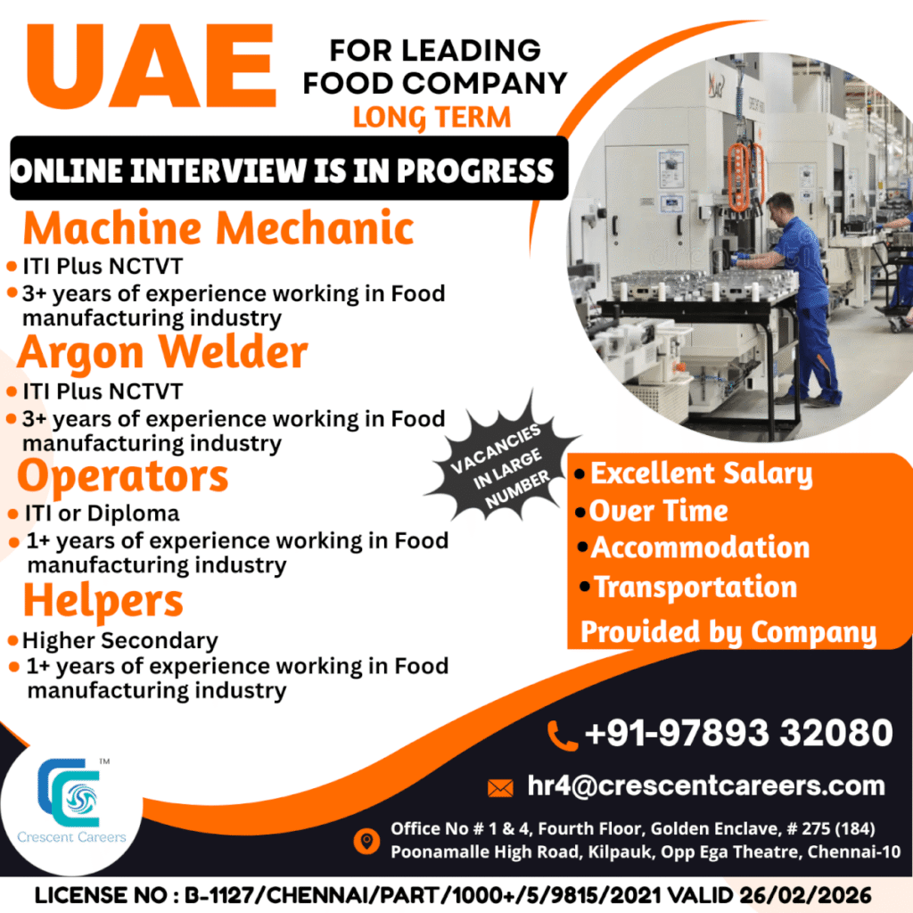 UAE Food Company Jobs 2025 – Online Interview