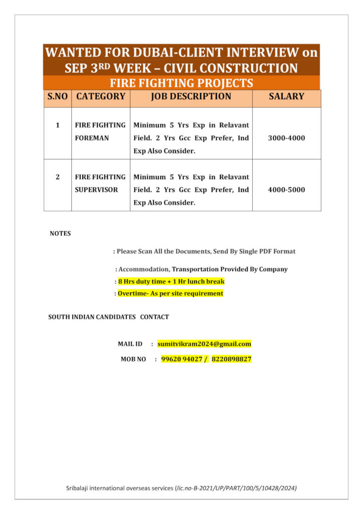 Fire Fighting Jobs in Dubai – Client Interview September 2025 1 Fire Fighting Jobs in Dubai – Client Interview September 2025