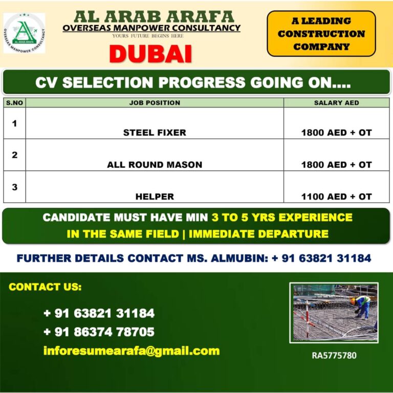 Dubai Construction Jobs 2025 – Apply Now