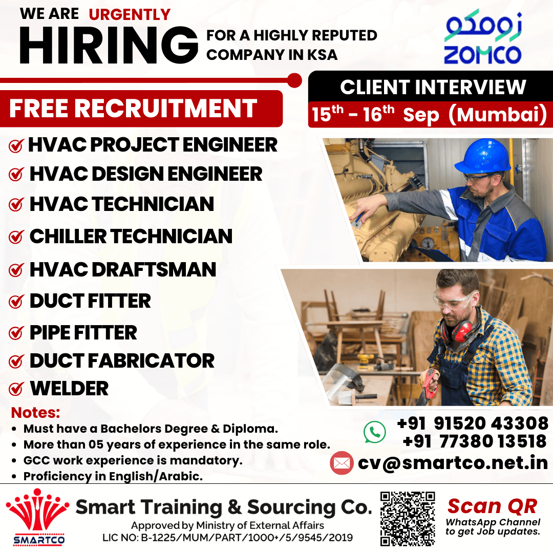 HVAC Jobs in Saudi Arabia | Free Recruitment – Client Interview in Mumbai