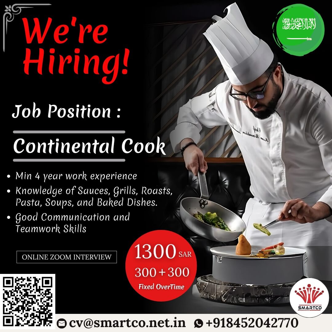 Continental Cook Jobs in Saudi Arabia | Apply Online Interview