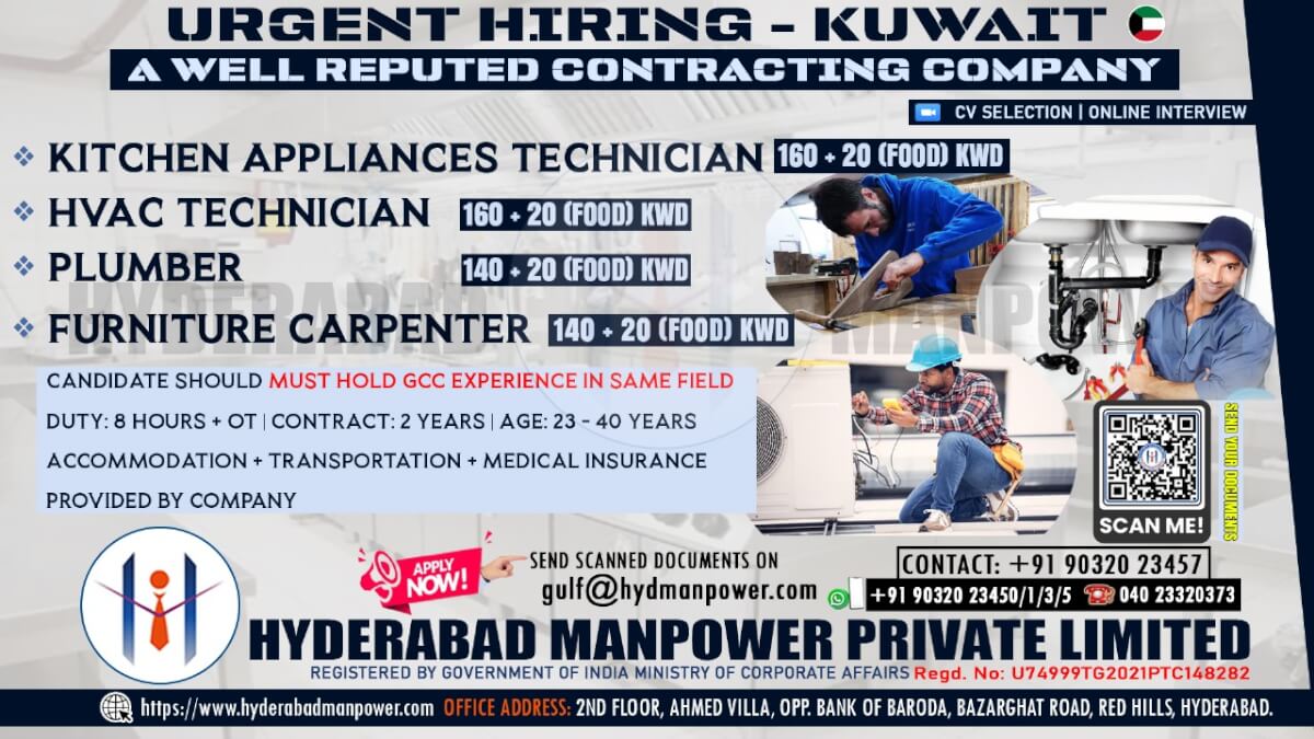 Kuwait Jobs 2025 – Urgent Recruitment by Contracting Company