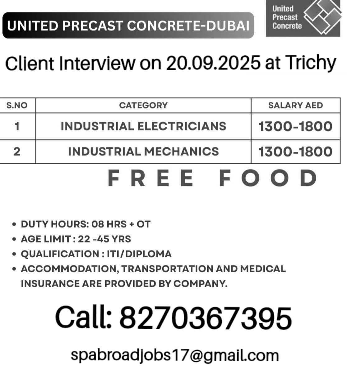 Industrial Electrician & Mechanic Jobs in Dubai